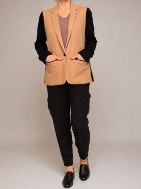 J.Crew Colorblock Cotton/Wool Blend Blazer – Tan & Black – Women’s Size 6